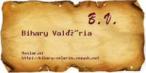 Bihary Valéria névjegykártya